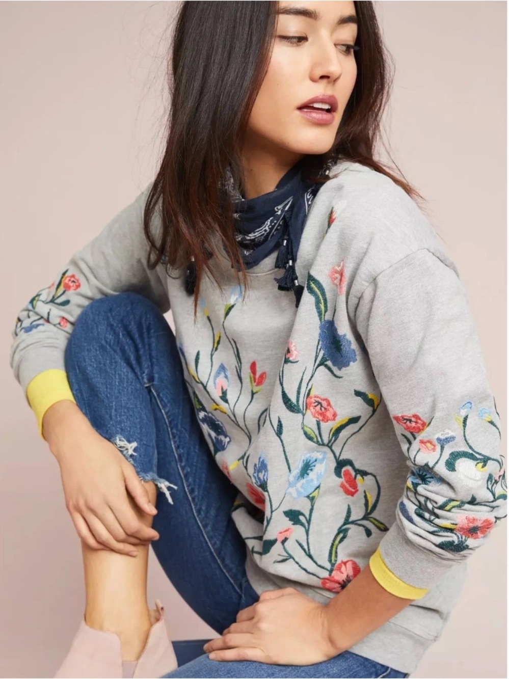 Excellent Condition! Sundry Floral Embroidered Sweatshirt - Size 3 (Large)